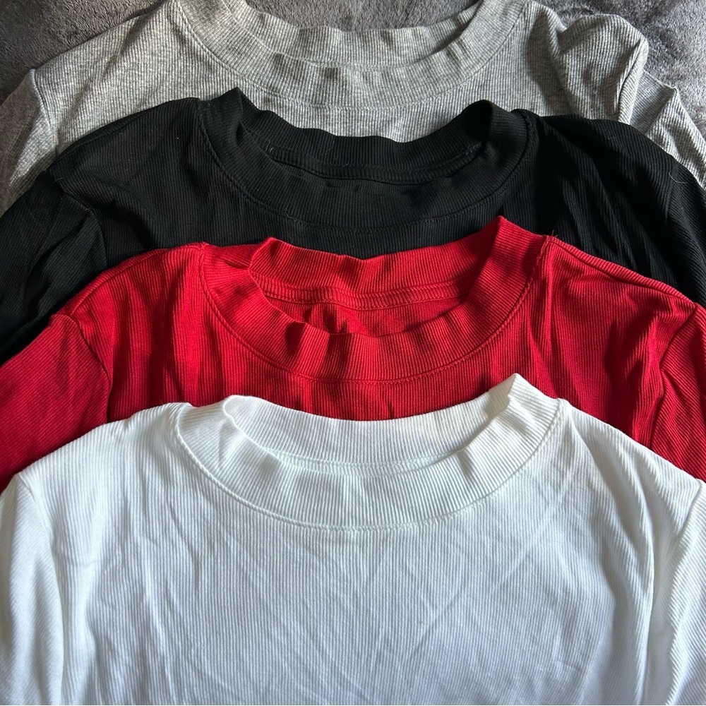 Target Women's Ribbed Tops - Gray, Black, Red, White